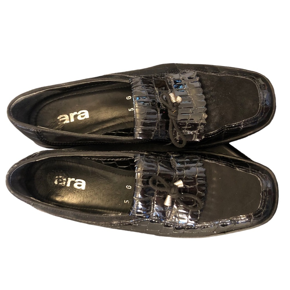 Ara Black Patent Leather Crocodile Loafers size 5 - Picture 8 of 16